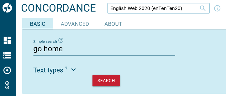 Concordance - simple search