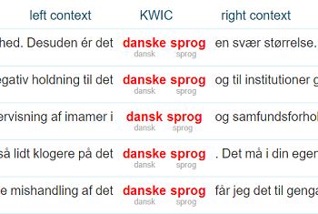 Concordance from daTenTen Danish corpus.