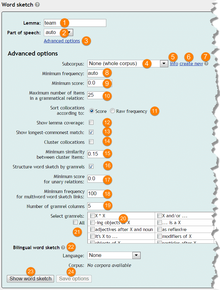 Word Sketch Word Collocations Sketch Engine